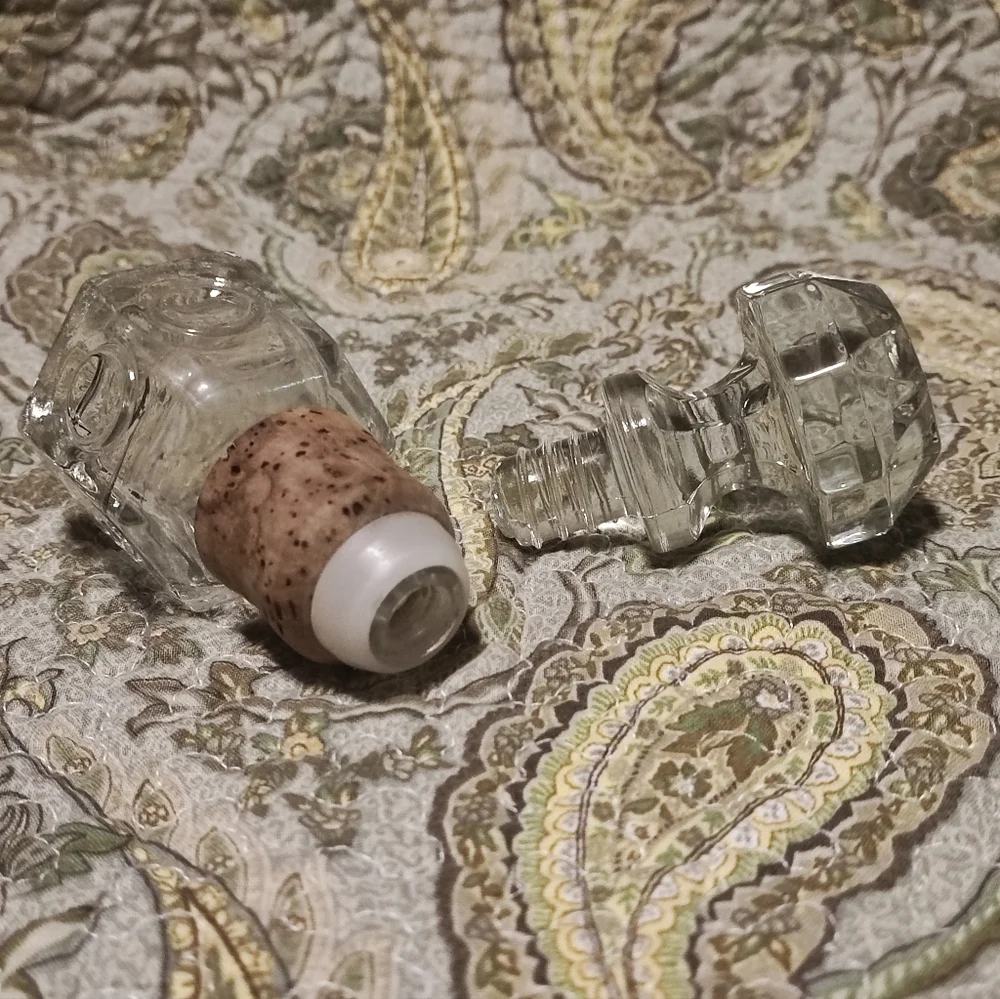 Pair Of Glass Bottle Stoppers Toppers 1960's Vintage MCM Cork Spiral Rooting Jar